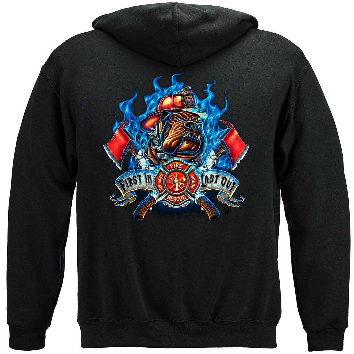 Fire Dog First In Last Out Firefighter T-Shirt - Military Republic