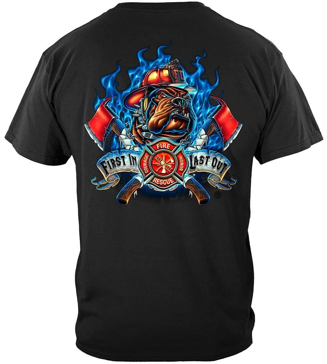 Fire Dog First In Last Out Firefighter Hoodie - Military Republic