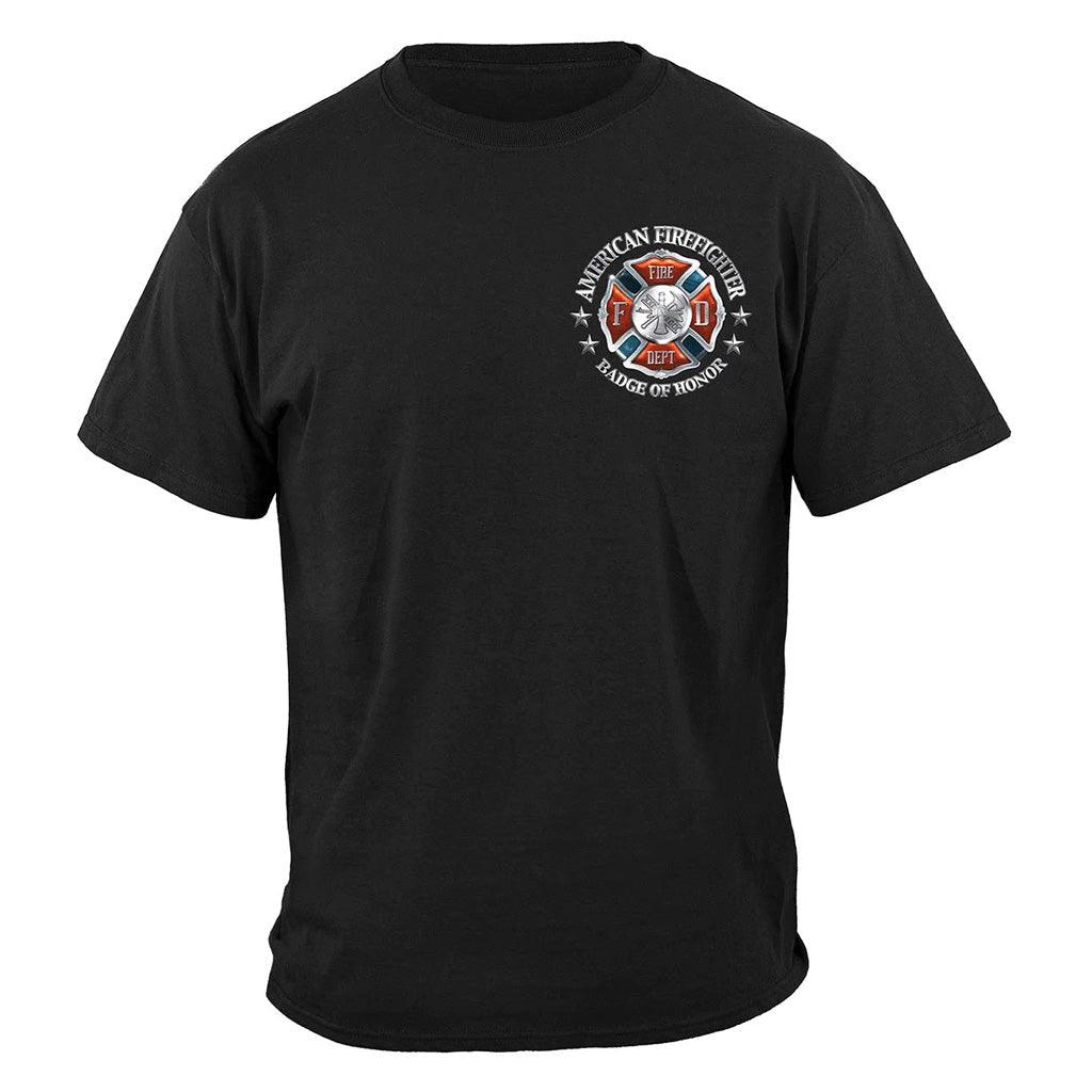 United States Fire Honor Service Sacrifice Chrome Badge Premium Hoodie - Military Republic