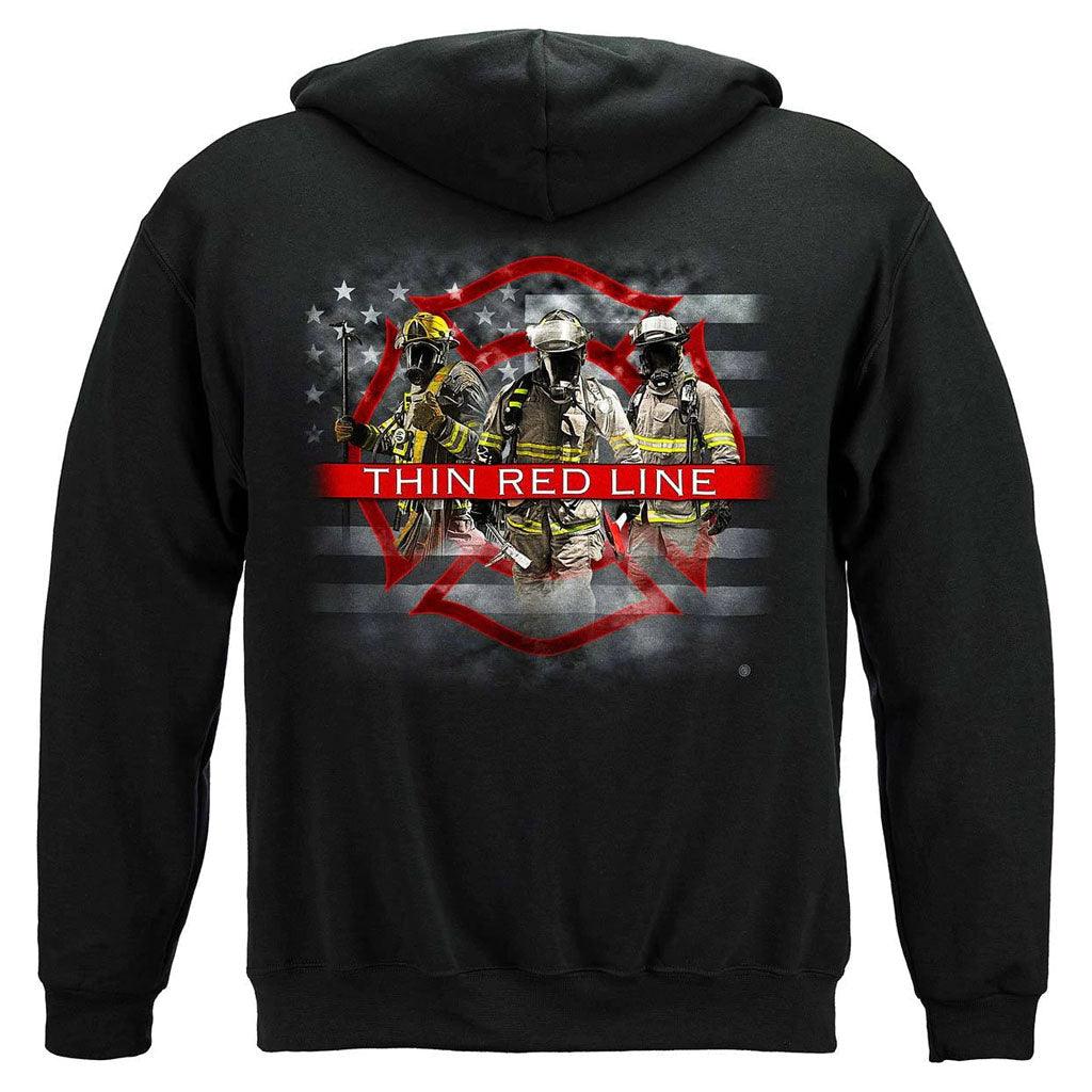 United States Firefighter American Flag Thin Red Line Premium Long Sleeve - Military Republic