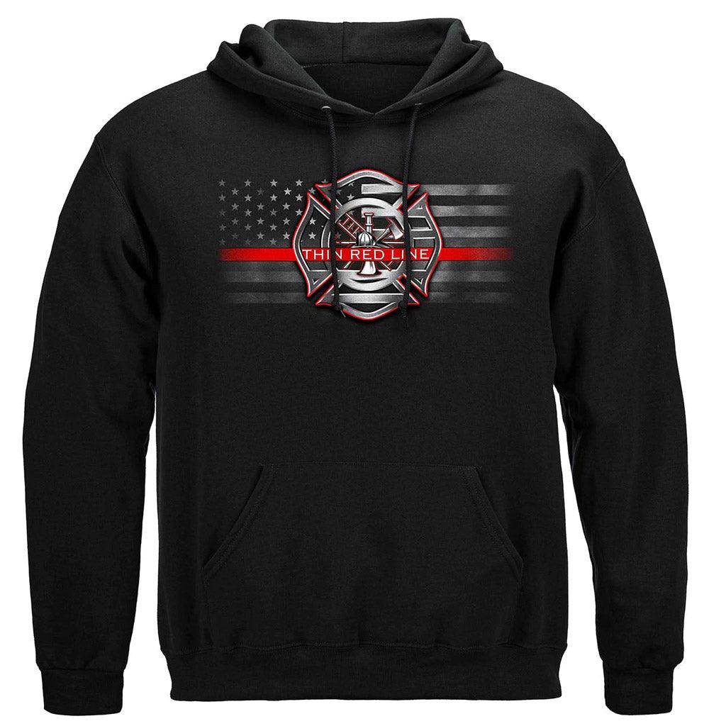 United States Firefighter American Flag Thin Red Line Premium T-Shirt - Military Republic
