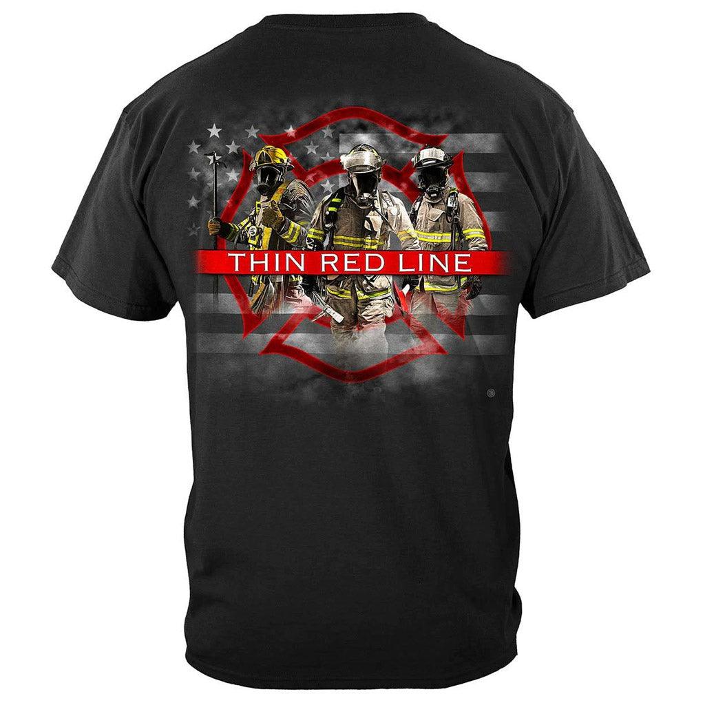 United States Firefighter American Flag Thin Red Line Premium Long Sleeve - Military Republic