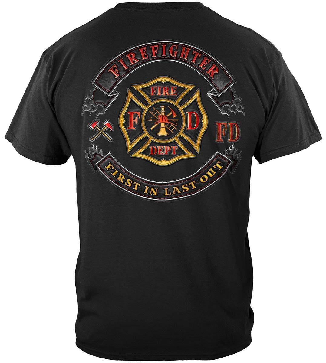 Firefighter Biker First In Last Out Hoodie - Military Republic