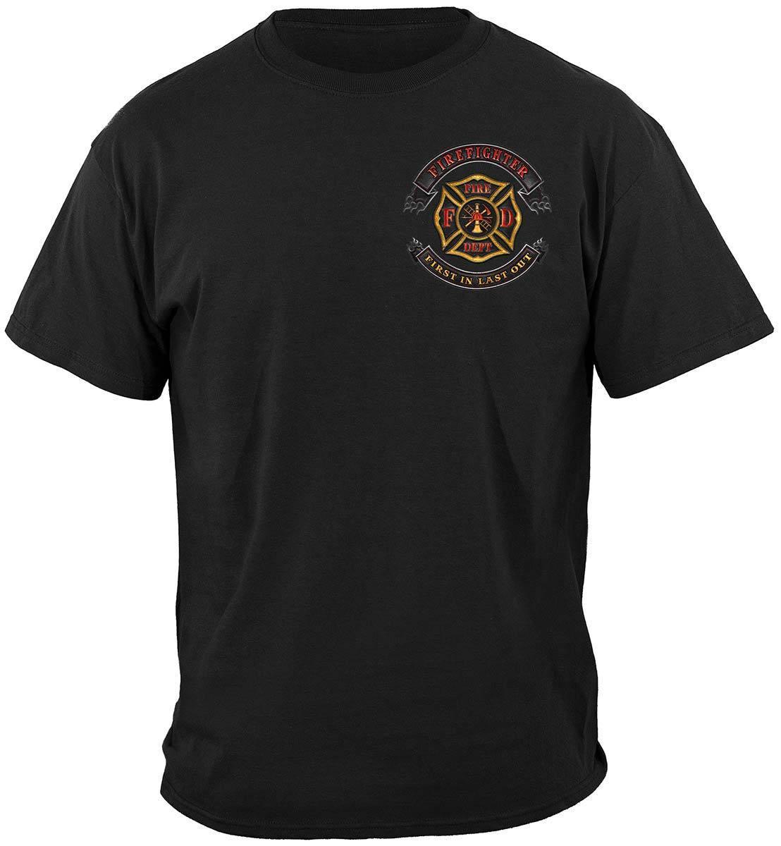 Firefighter Biker First In Last Out Hoodie - Military Republic