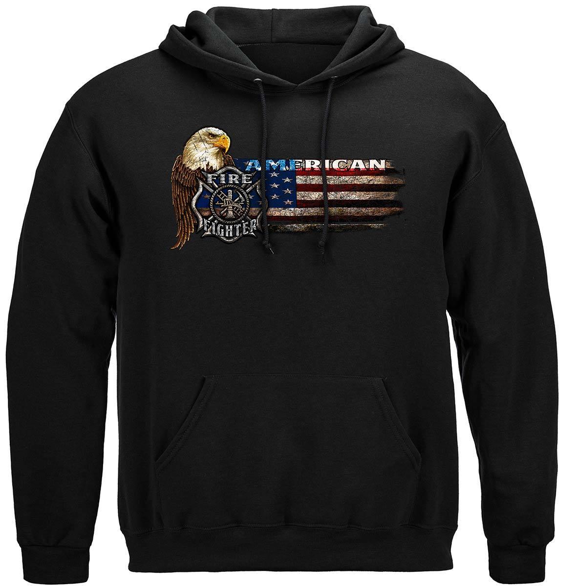 Firefighter Eagle And Flag Hoodie - Military Republic