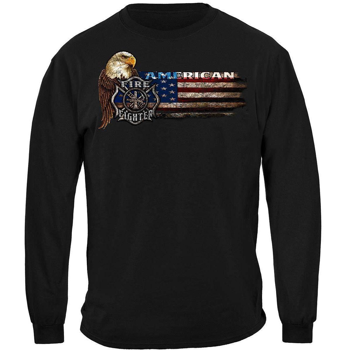 Firefighter Eagle And Flag T-Shirt - Military Republic