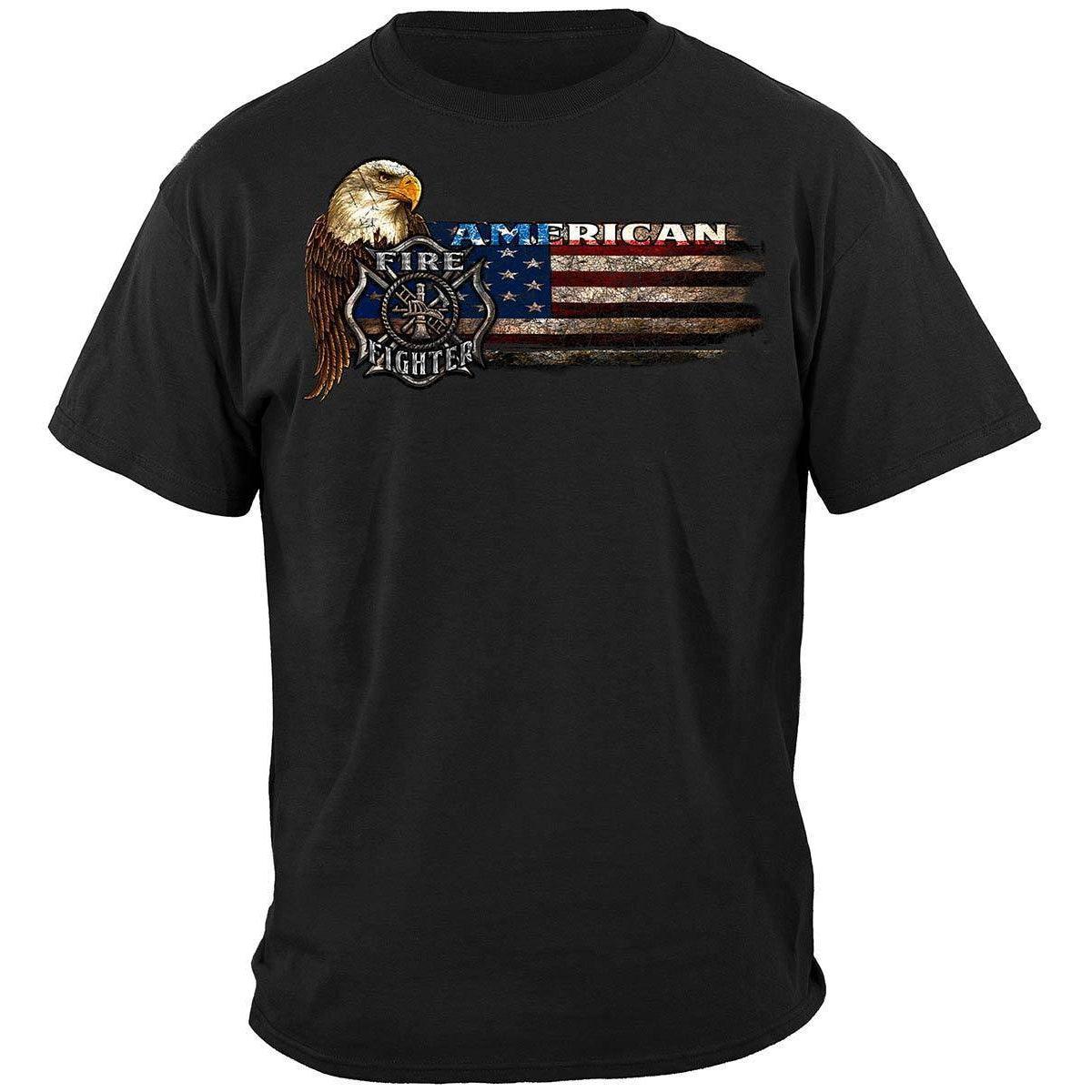 Firefighter Eagle And Flag T-Shirt - Military Republic