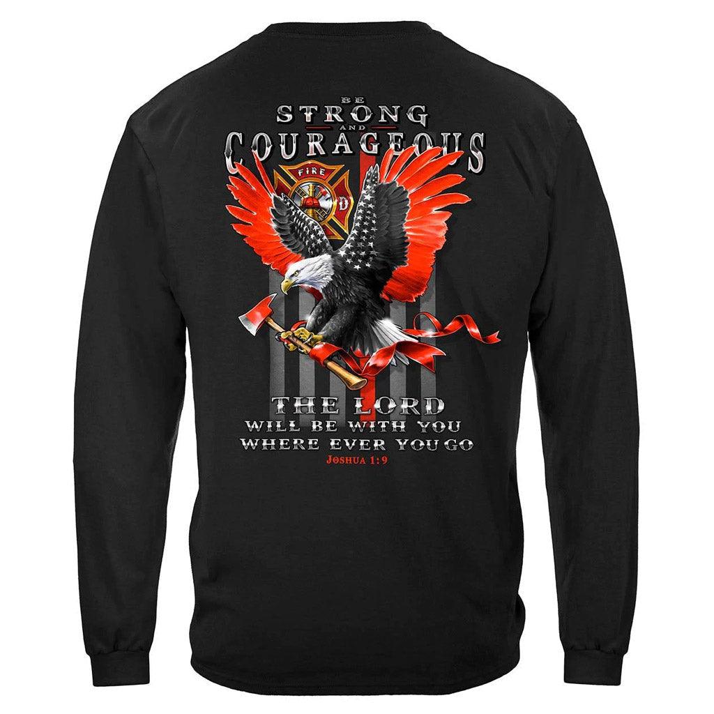 United States Firefighter Eagle Flag Red Line Premium Hoodie - Military Republic