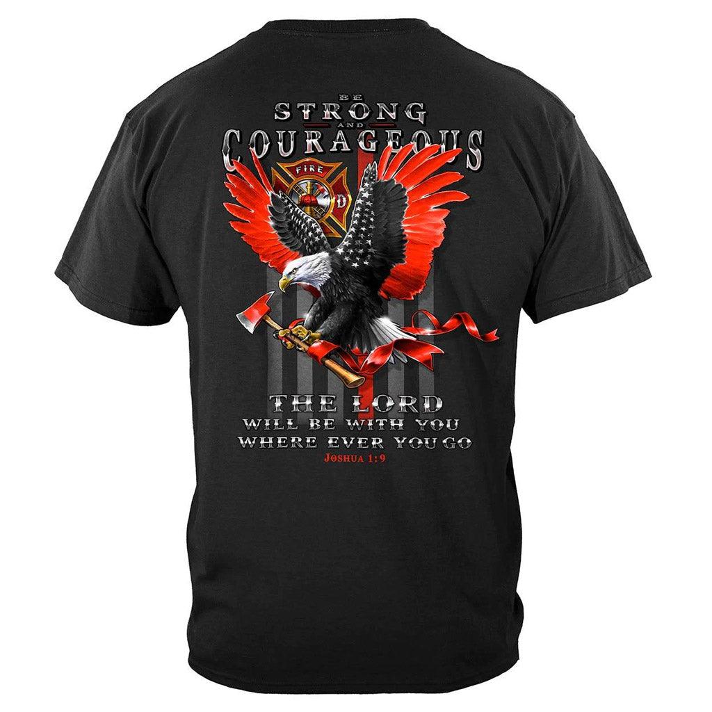 United States Firefighter Eagle Flag Red Line Premium Long Sleeve - Military Republic