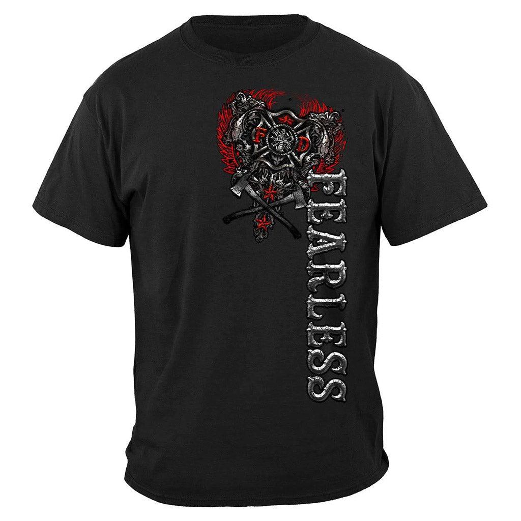 United States Firefighter Fearless Silver Foil Premium Long Sleeve - Military Republic