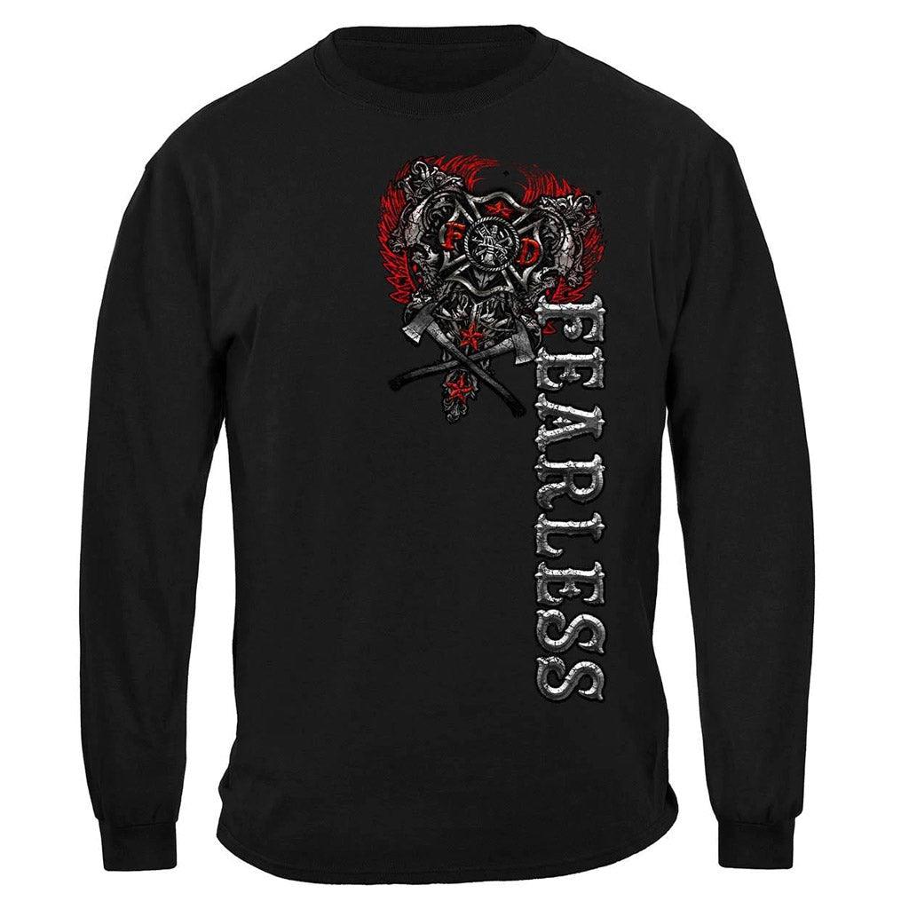 United States Firefighter Fearless Silver Foil Premium Hoodie - Military Republic