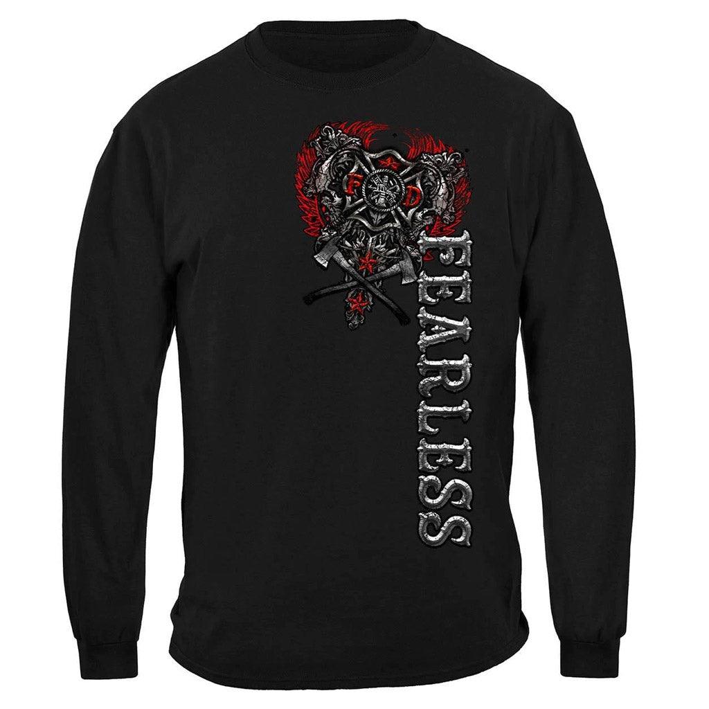 United States Firefighter Fearless Silver Foil Premium Long Sleeve - Military Republic