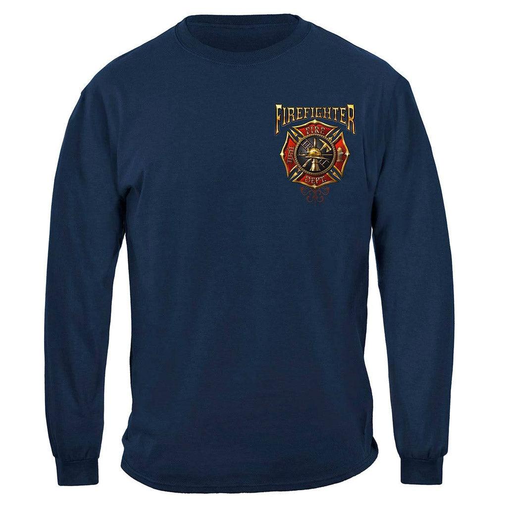 United States Firefighter Flames Gold Shield Premium Hoodie - Military Republic
