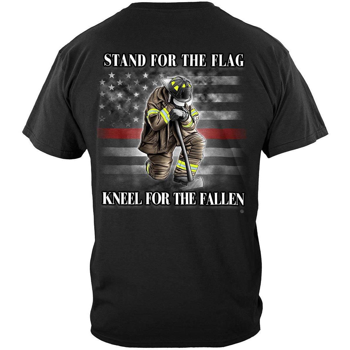 Firefighter I Stand for the Flag kneel for the fallen Premium Hoodie - Military Republic