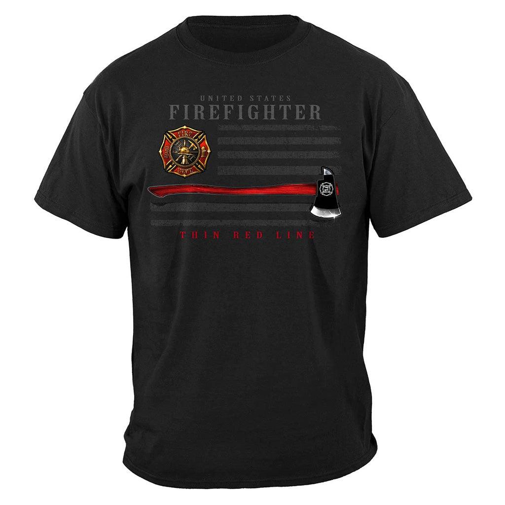 United States Firefighter Patriotic Flag Axe Premium Long Sleeve - Military Republic