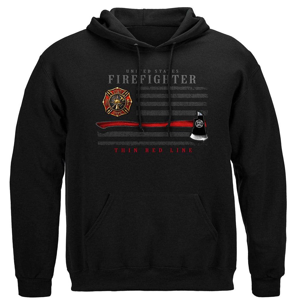 United States Firefighter Patriotic Flag Axe Premium Hoodie - Military Republic
