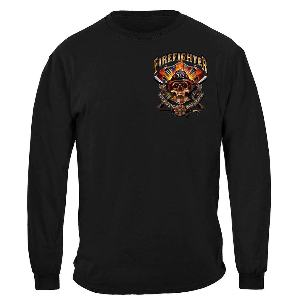 United States Firefighter Patriotic Patriot Skull Premium Long Sleeve - Military Republic