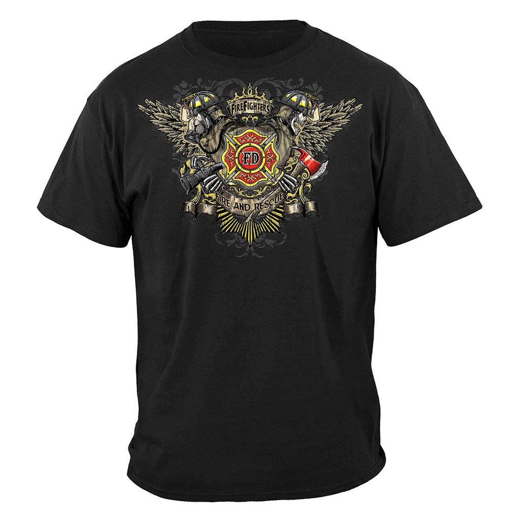 United States Firefighter Skull Wings Full Premium Long Sleeve - Military Republic