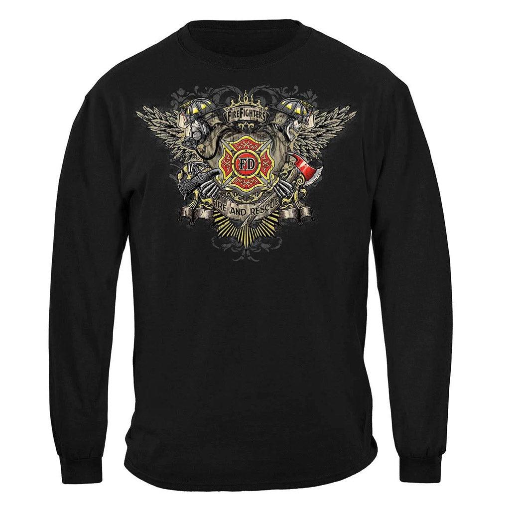 United States Firefighter Skull Wings Full Premium Long Sleeve - Military Republic