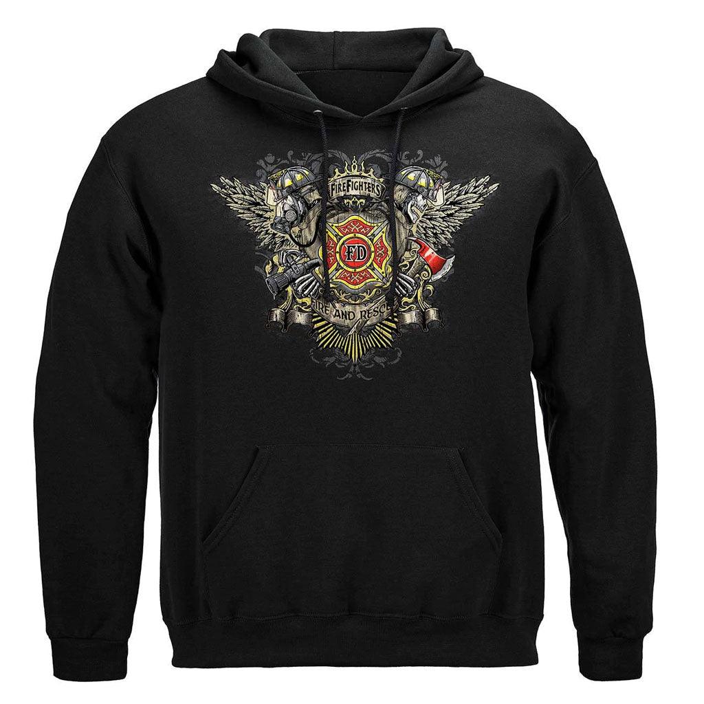 United States Firefighter Skull Wings Full Premium T-Shirt - Military Republic