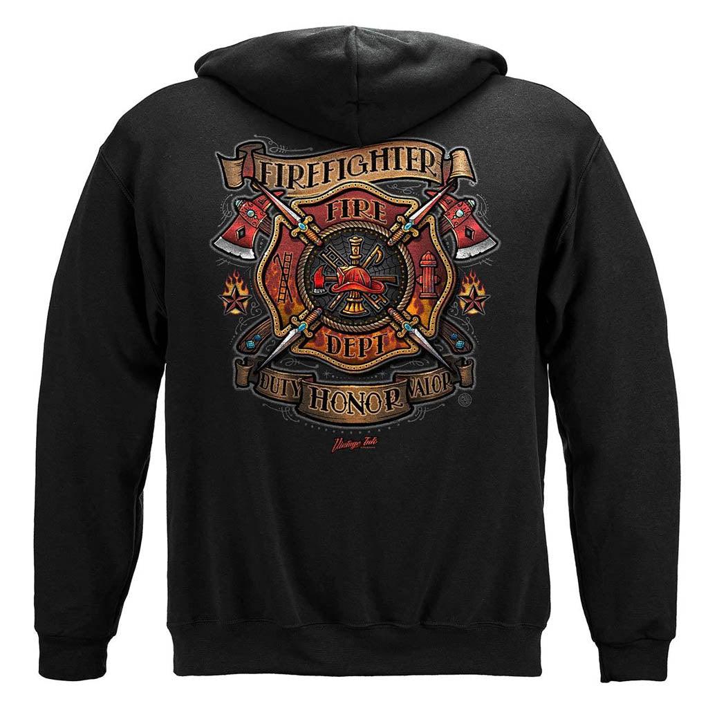 United States Firefighter Vintage Tattoo Art Premium Long Sleeve - Military Republic