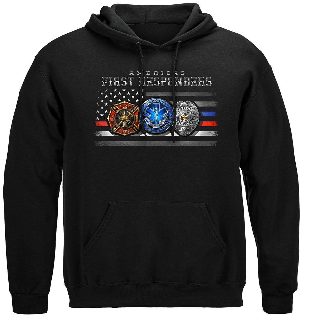 First Responders Flag Home Town Heroes Hoodie - Military Republic