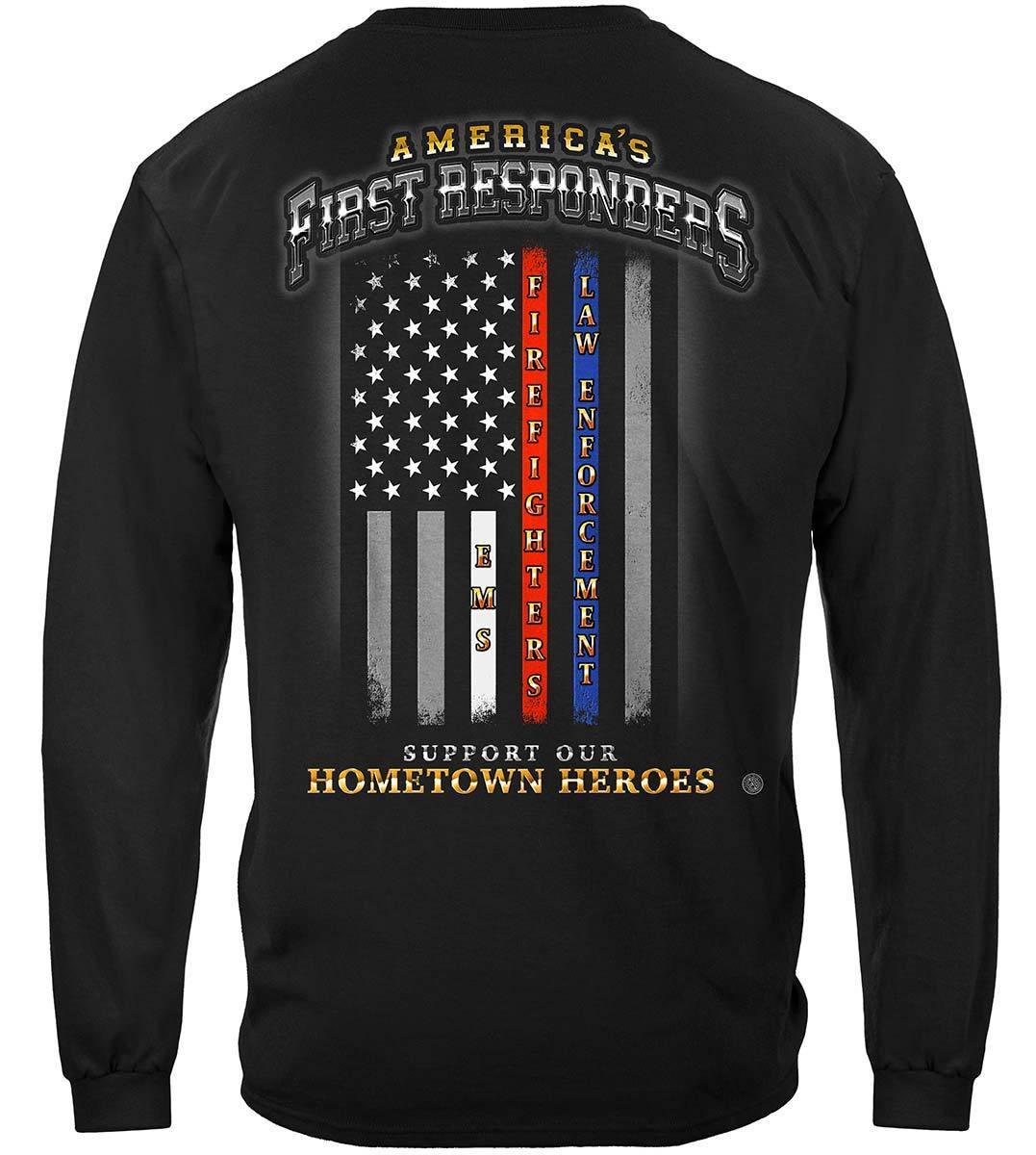 First Responders Flag Home Town Heroes Hoodie - Military Republic