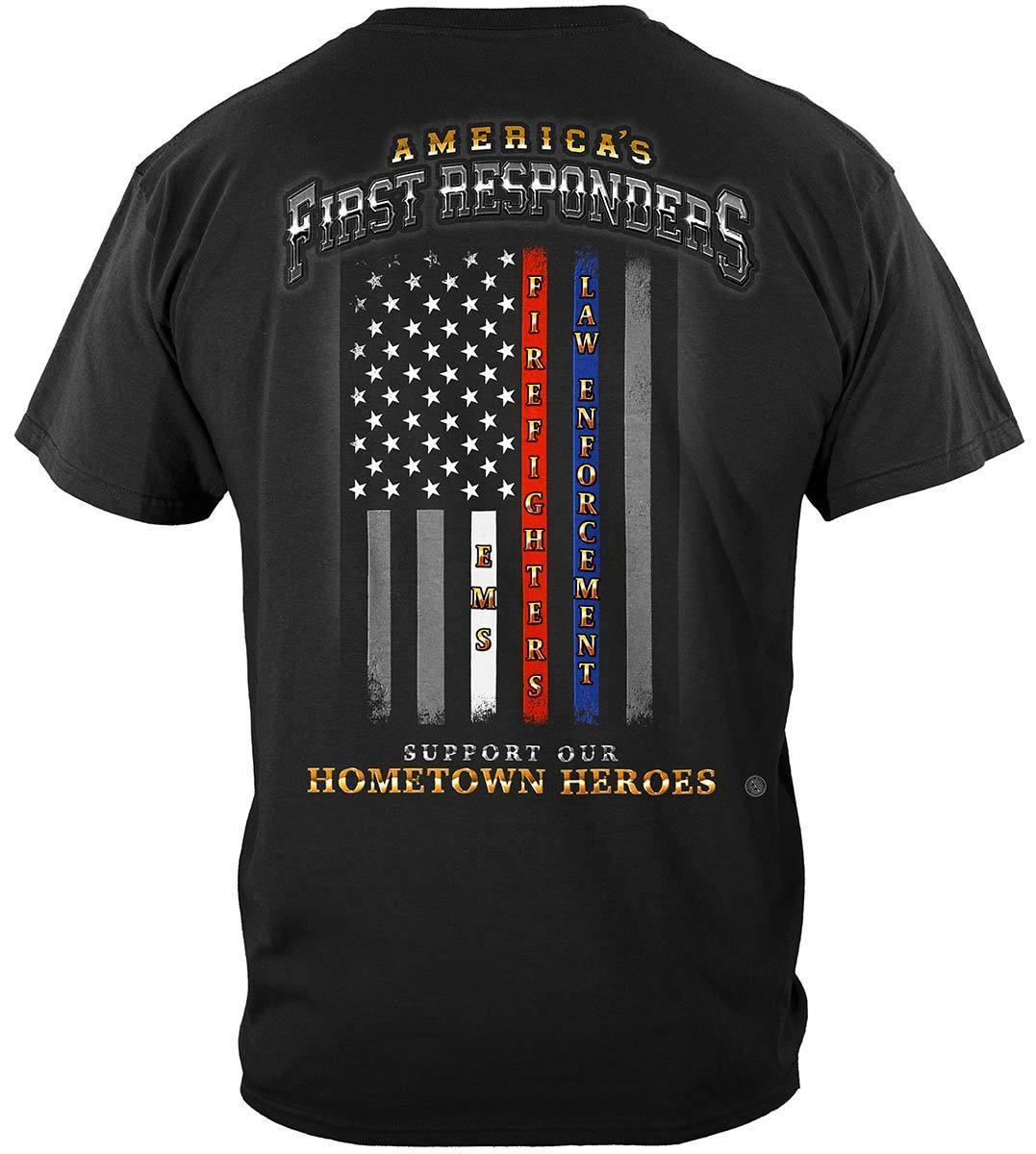 First Responders Flag Home Town Heroes Hoodie - Military Republic