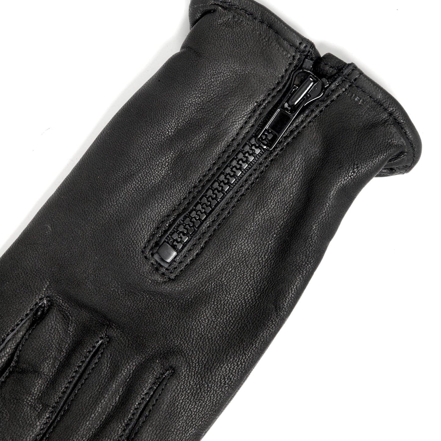 Fleece Lined Leather Motorcycle Gloves - Military Republic