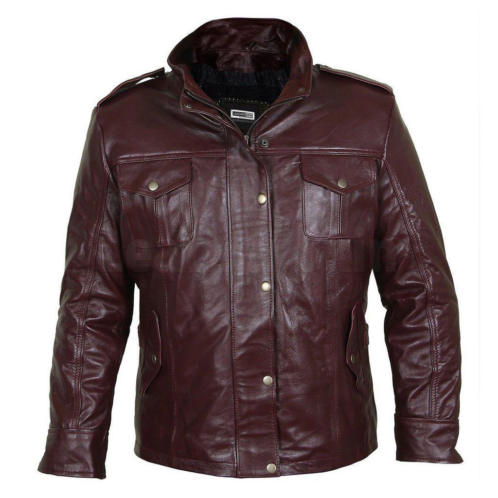 Gentleman's Burgundy Genuine Leather Field Jacket - Military Republic