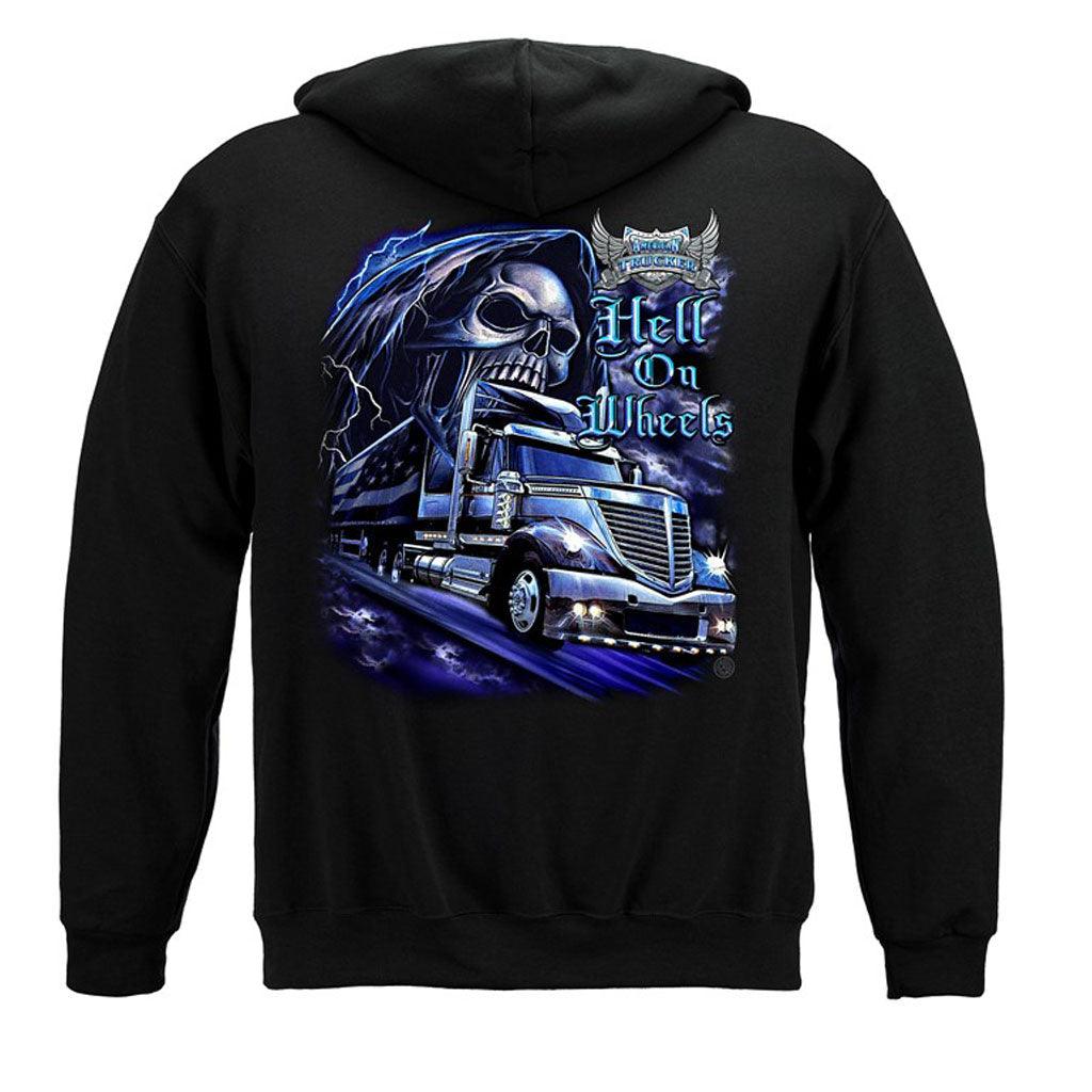 Grim Reaper Trucker Hell On Wheels Hoodie - Military Republic
