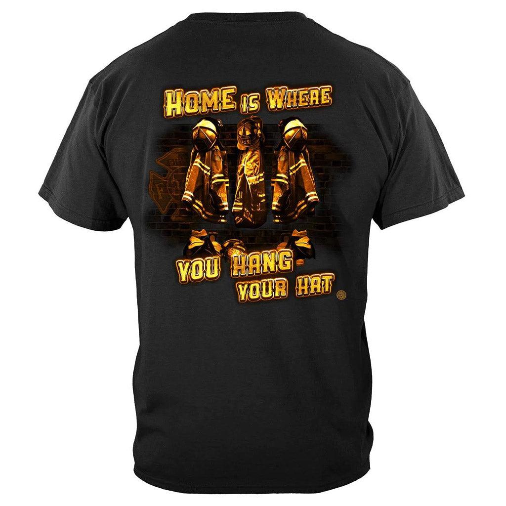 United States Elite Home Is Where You Hang Your Hat Firefighter Premium Long Sleeve - Military Republic