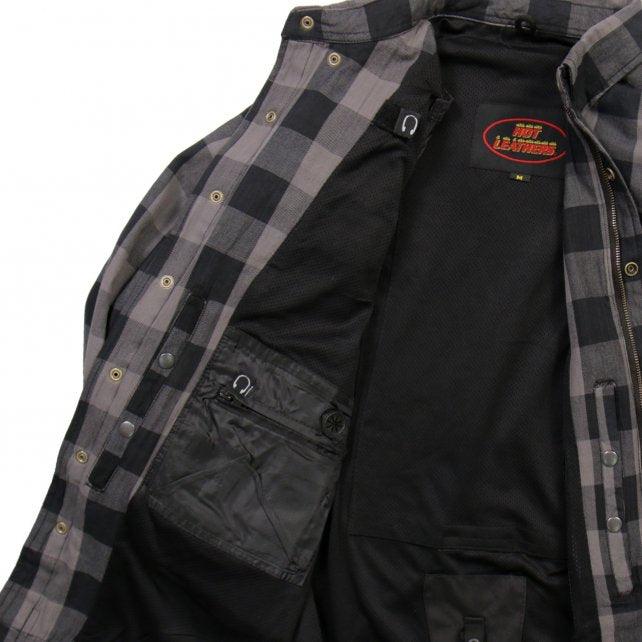 Hot Leathers Gray and Black Armored Flannel Jacket - Military Republic