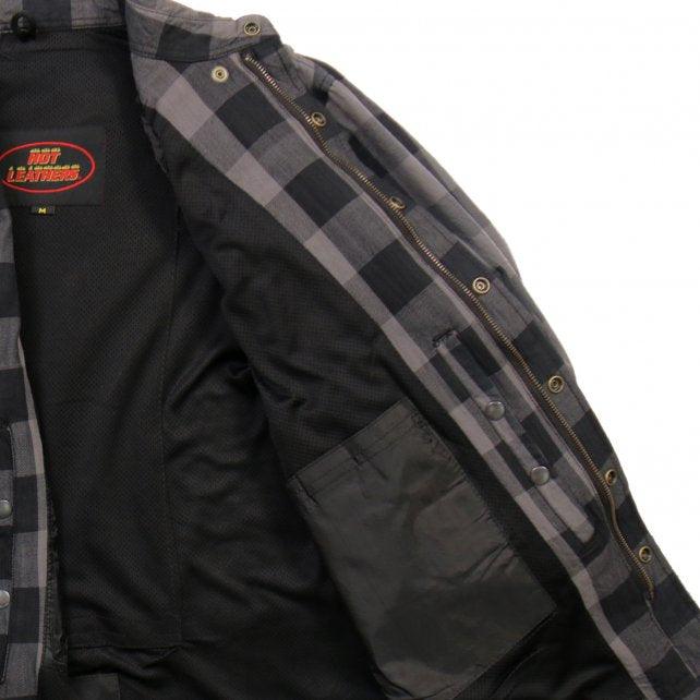 Hot Leathers Gray and Black Armored Flannel Jacket - Military Republic