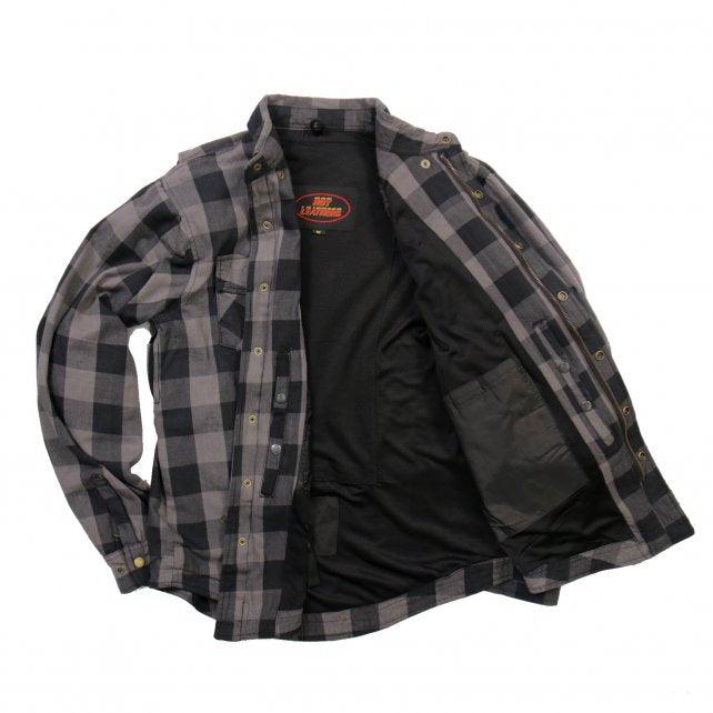 Hot Leathers Gray and Black Armored Flannel Jacket - Military Republic