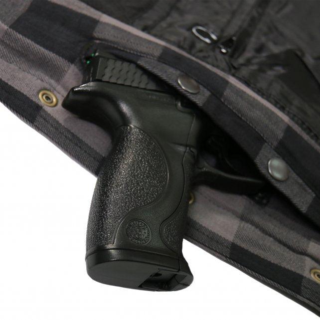 Hot Leathers Gray and Black Armored Flannel Jacket - Military Republic
