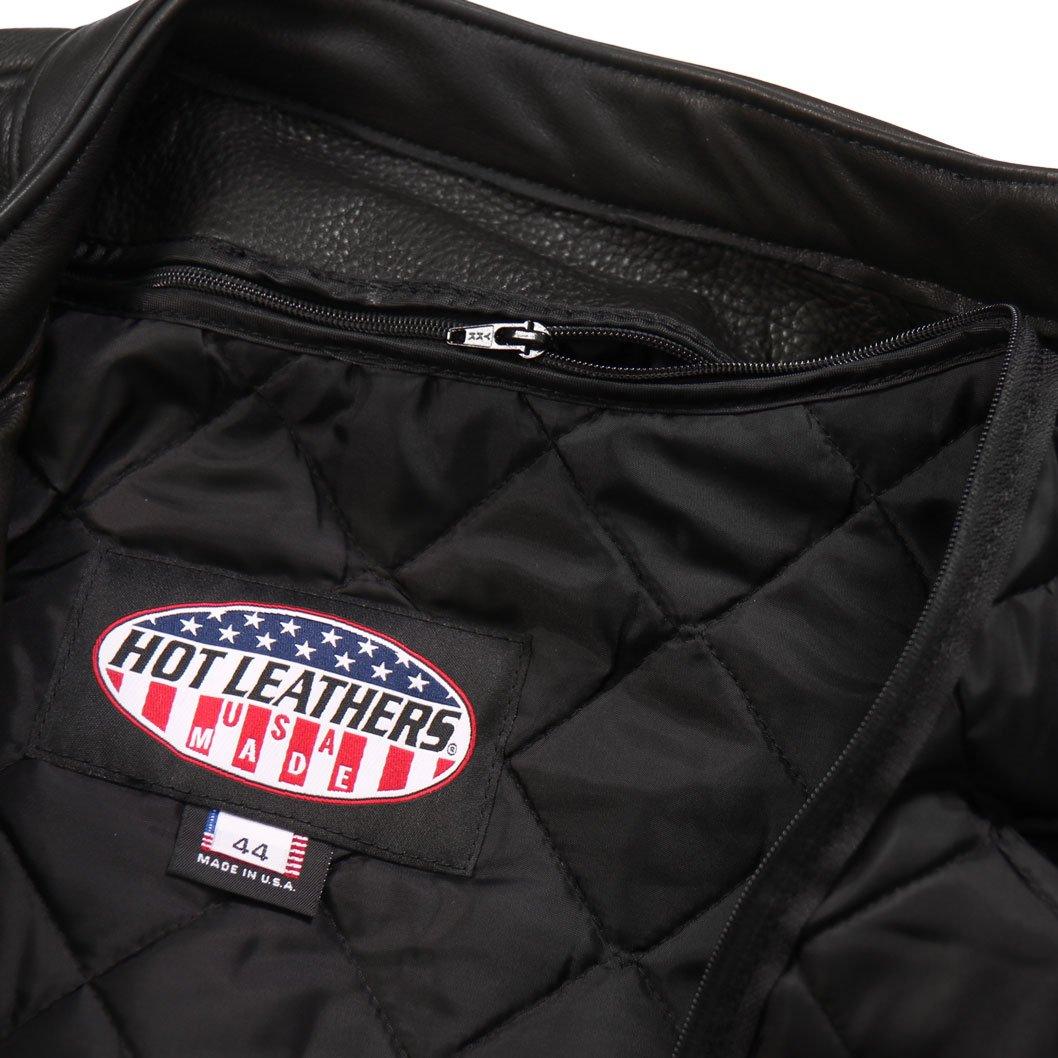 Hot Leathers Men's USA Made Premium Full Grain Naked Cow Hide Racer Jacket - Military Republic