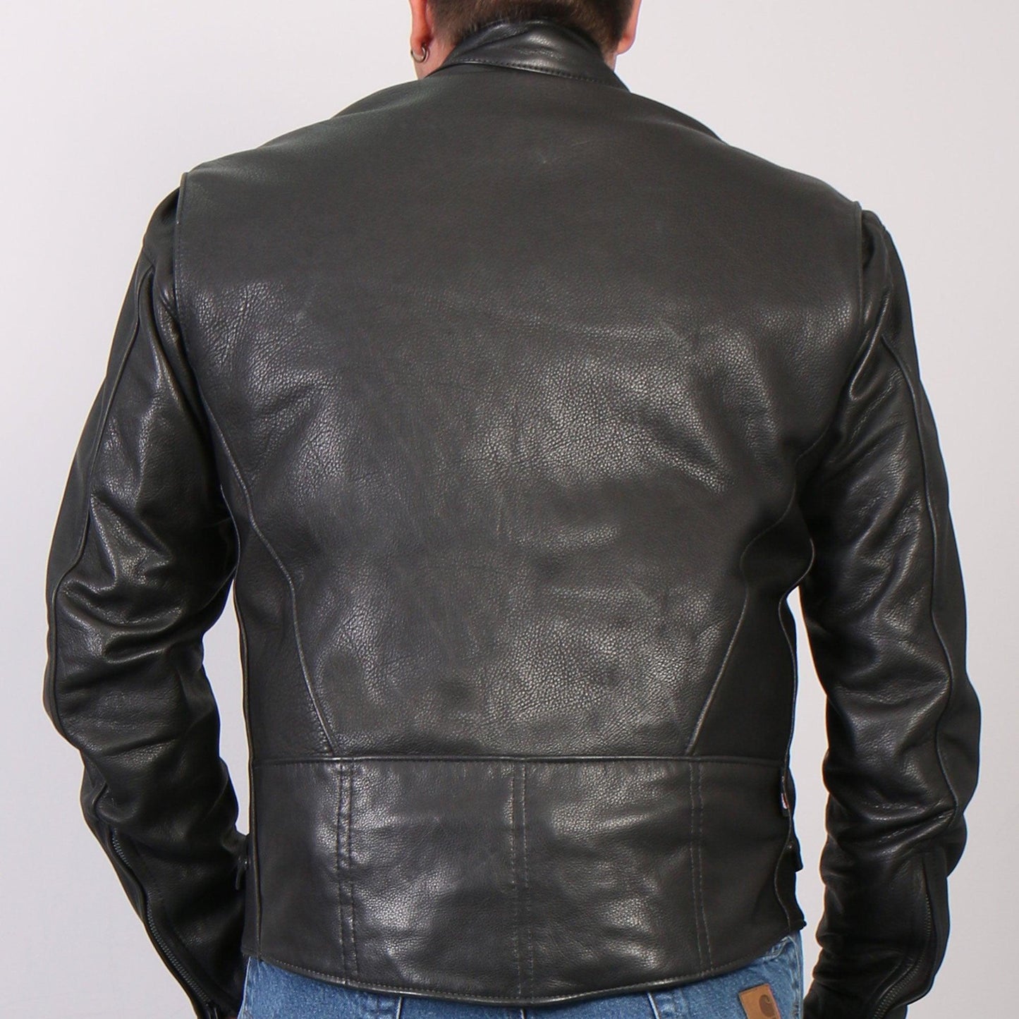 Hot Leathers Men's USA Made Premium Full Grain Naked Cow Hide Racer Jacket - Military Republic