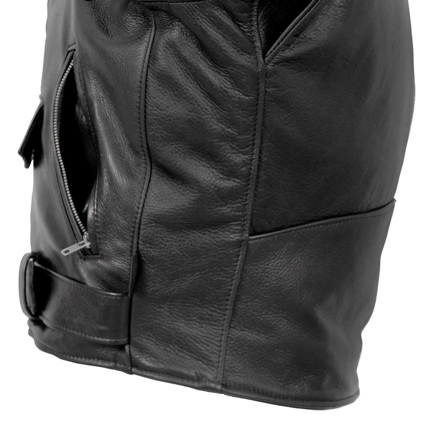 Hot Leathers Men's USA Made Premium Naked Cow Hide Classic Motorcycle Jacket - Military Republic