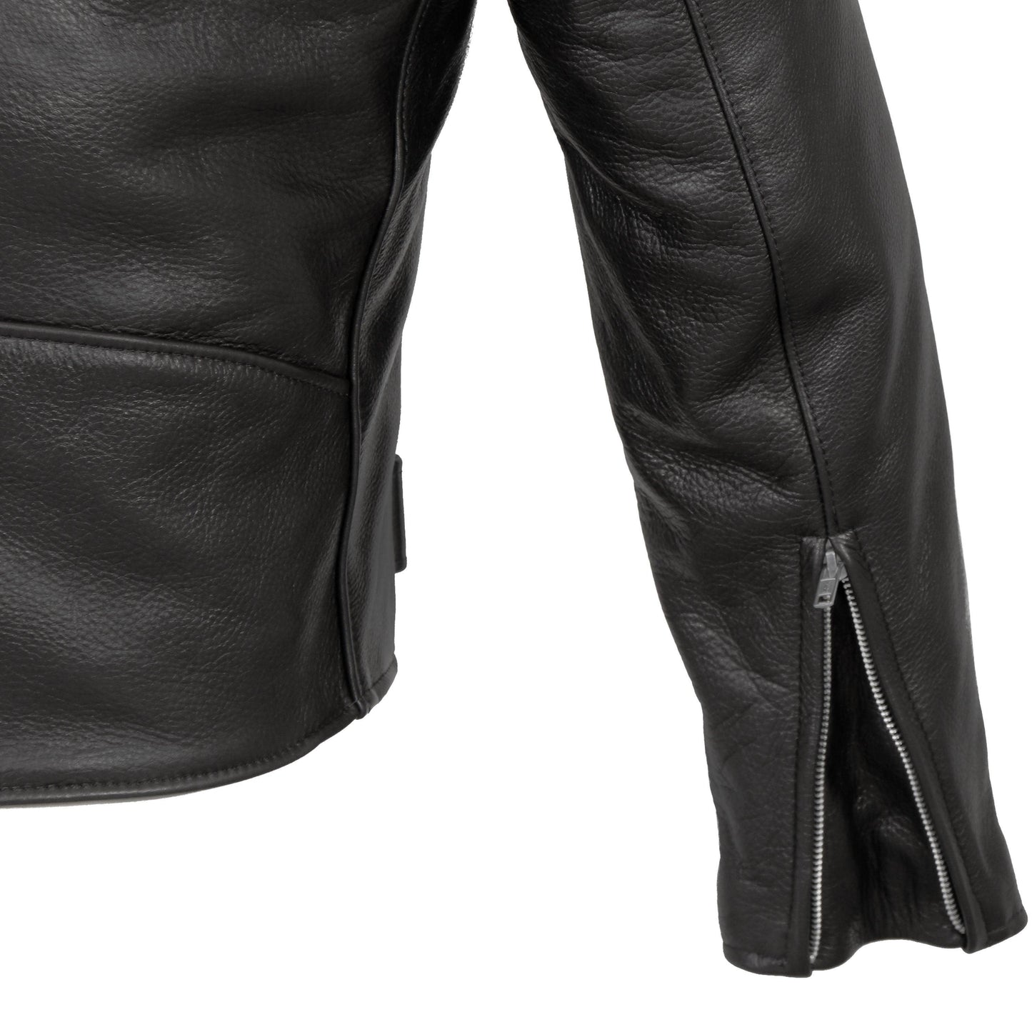 Hot Leathers Men's USA Made Premium Naked Cow Hide Classic Motorcycle Jacket - Military Republic