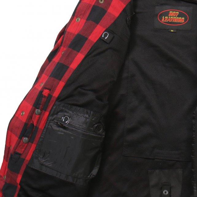 Hot Leathers Red and Black Armored Flannel Jacket - Military Republic