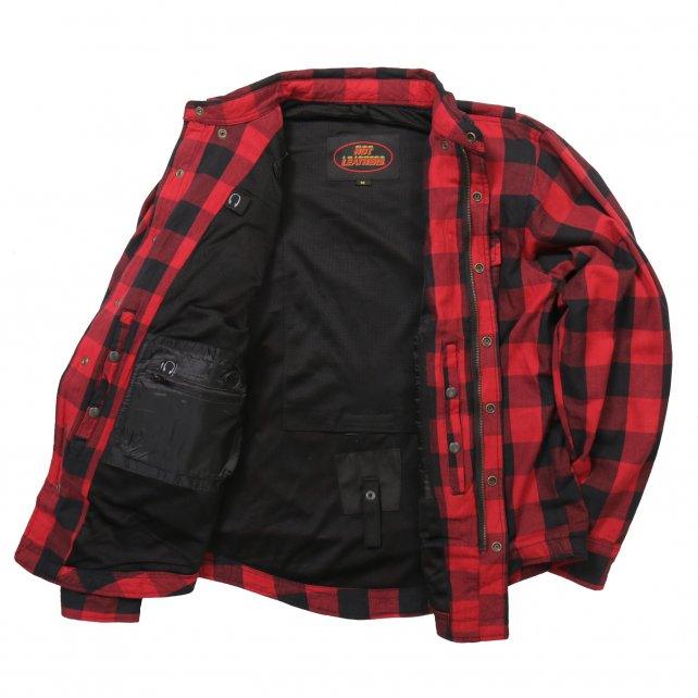 Hot Leathers Red and Black Armored Flannel Jacket - Military Republic