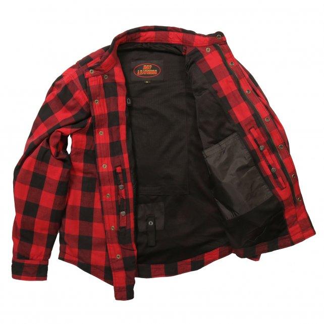 Hot Leathers Red and Black Armored Flannel Jacket - Military Republic