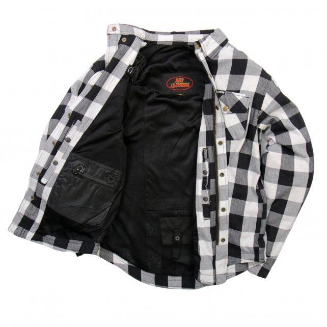 Hot Leathers White and Black Armored Flannel Jacket - Military Republic