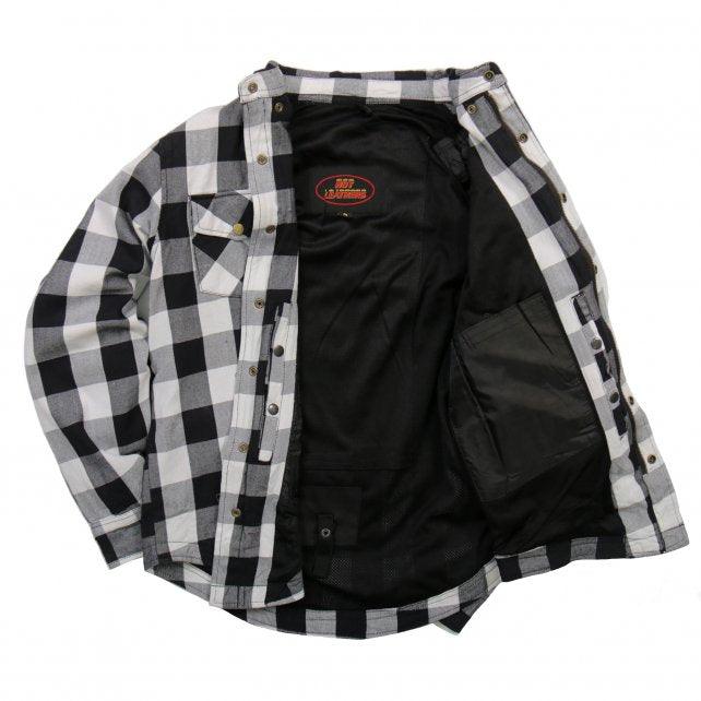 Hot Leathers White and Black Armored Flannel Jacket - Military Republic