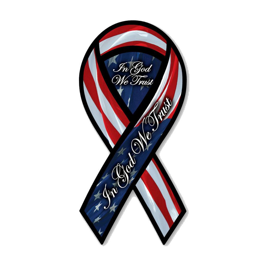 United States Patriotic In God we Trust 2 in 1 Ribbon Magnet (3.88" x 8") - Military Republic