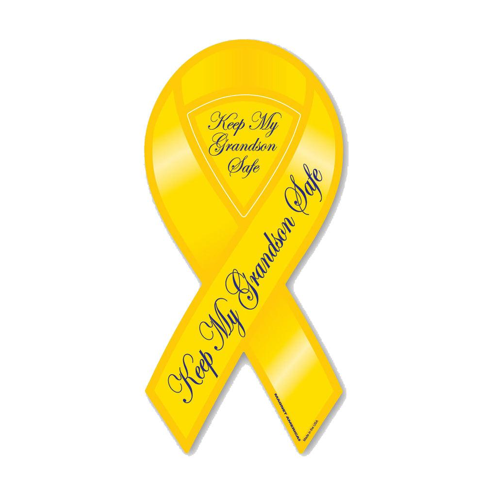 United States Patriotic Keep my Grandson Safe 2 in 1 Ribbon Magnet (3.88" x 8") - Military Republic