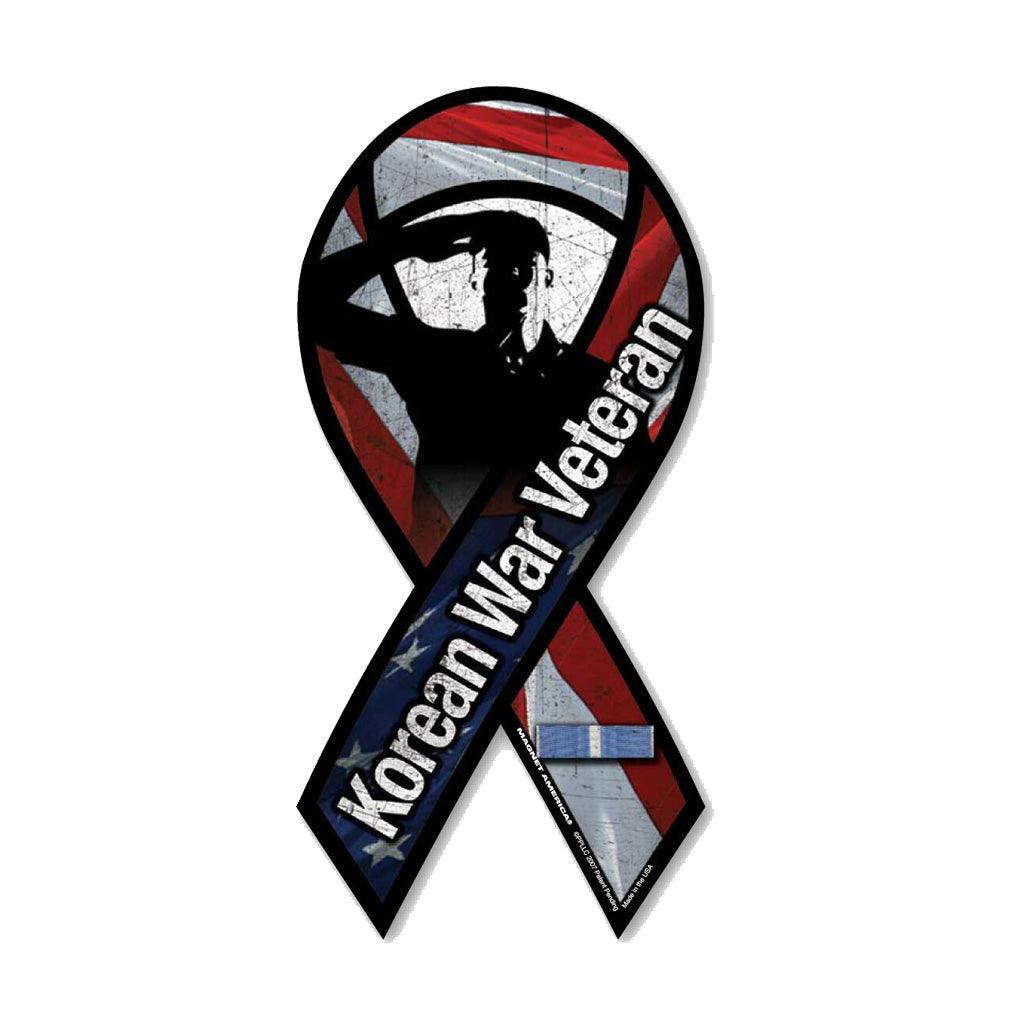 United States Patriotic Korean War Veteran Salute Ribbon Magnet (3.88" x 8") - Military Republic