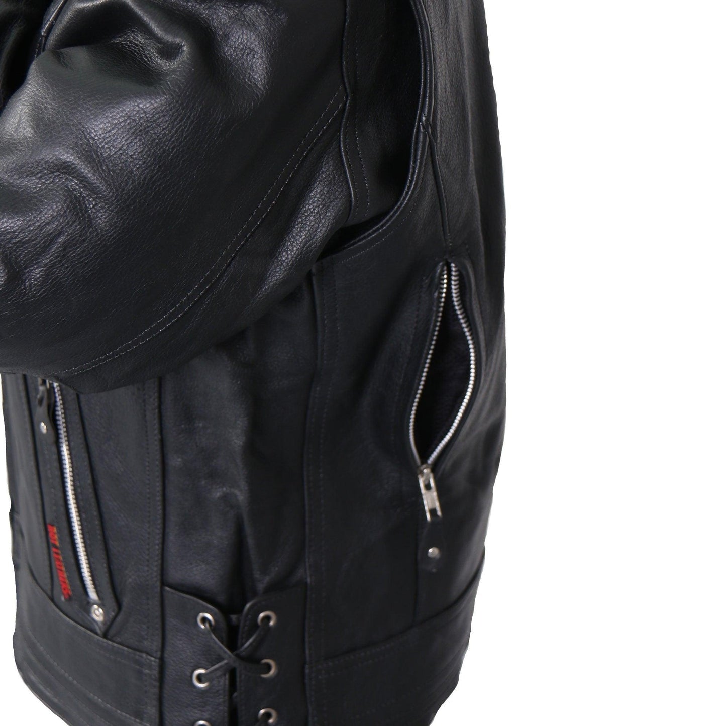 Ladies Lace Up Sleeves Leather Jacket - Military Republic