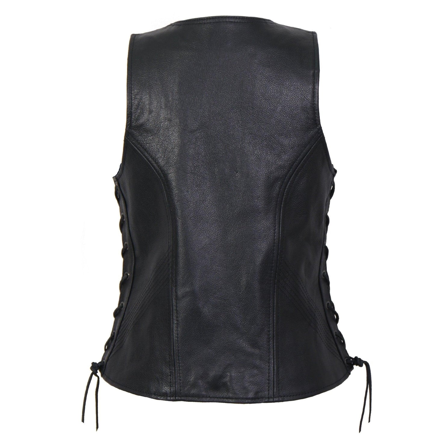 Ladies Side Lace Zip Up Hot Leathers Leather Vest - Military Republic